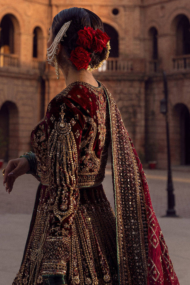 Red Velvet Lehenga Choli Pakistani 2023