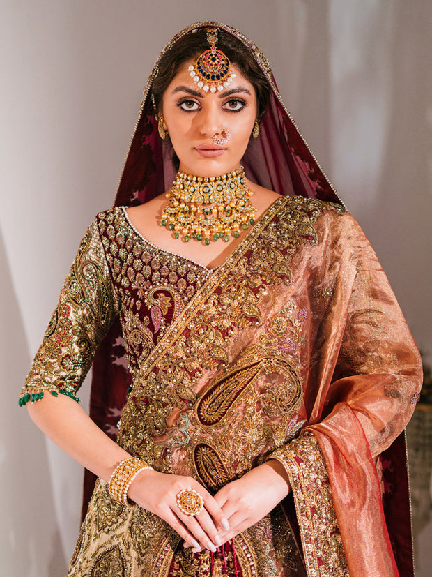 Red White Lehenga Choli for Pakistani Bridal Dress
