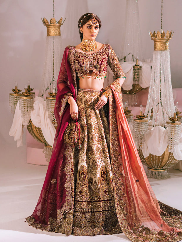 Red White Lehenga Choli for Pakistani Bridal Dresses