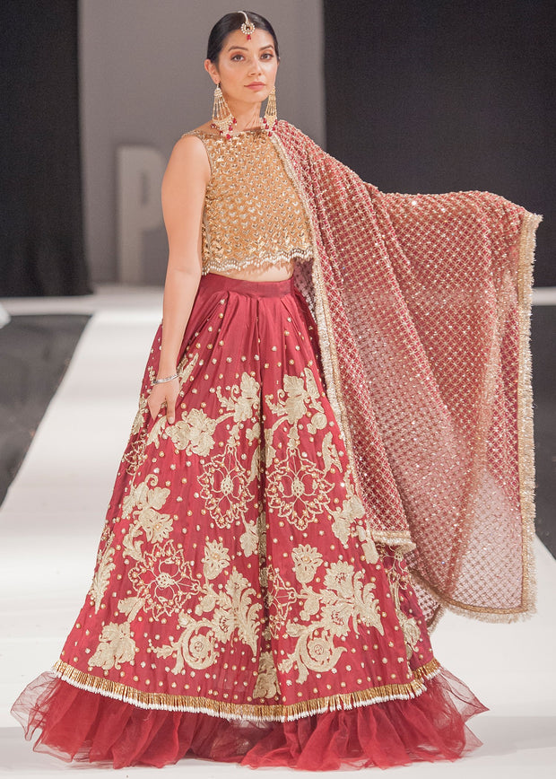 Designer red Indian bridal dress with beautiful embroidered work