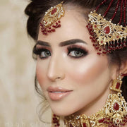 Red Stones Antique Jewellery Set Side Pose