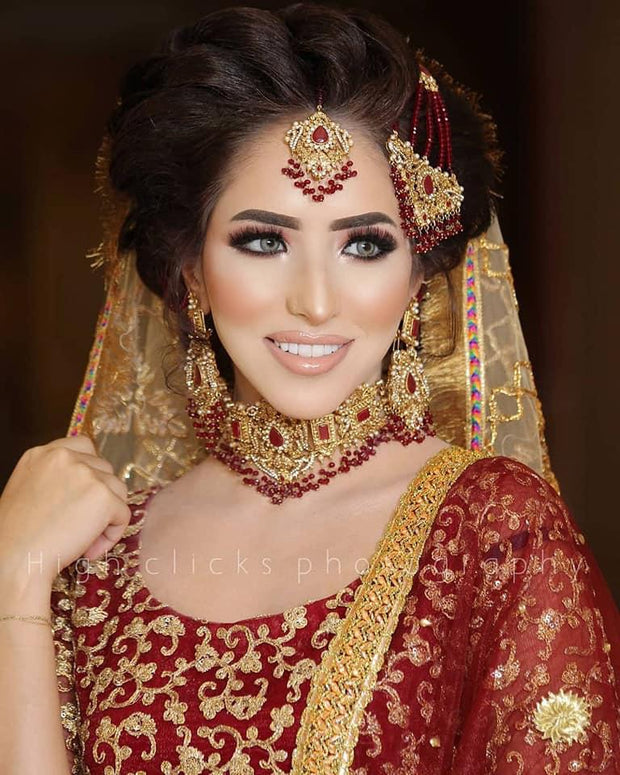 Red Stones Antique Jewellery Set Latest Design Nameera by Farooq