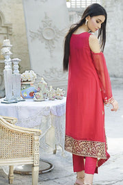 Lavish red crinkle chiffon dress for party wear # P2294
