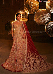red and golden bridal lehenga