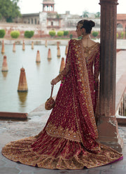 Red and Golden Lehenga Kameez for Pakistani Bridal
