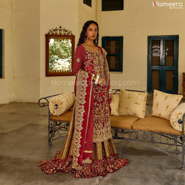 red bridal lehenga