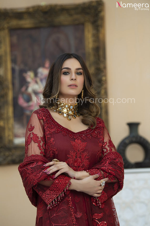 Red Net Frock Online 2021