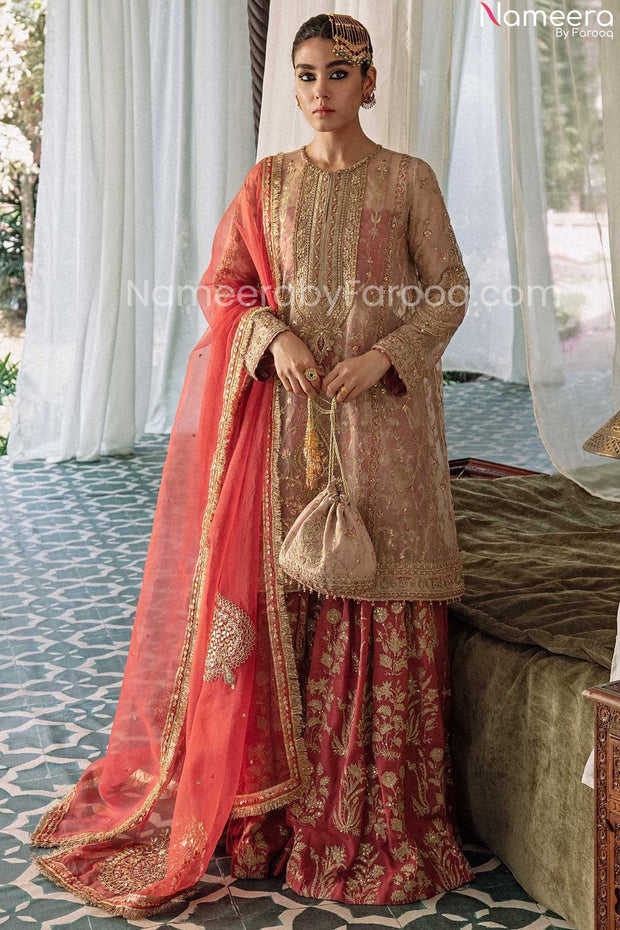 red sharara bridal