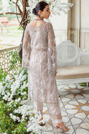 Rose Pink Embroidered Net Kameez in Capri Style Eid Dress 2023
