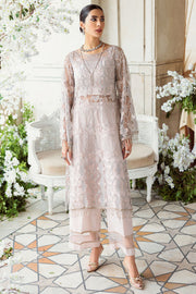 Rose Pink Embroidered Net Kameez in Capri Style Eid Dress