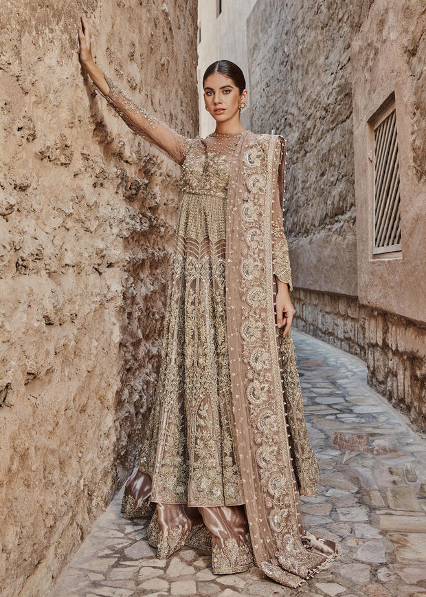Rose Pink Lehenga Gown Pakistani Wedding Dress