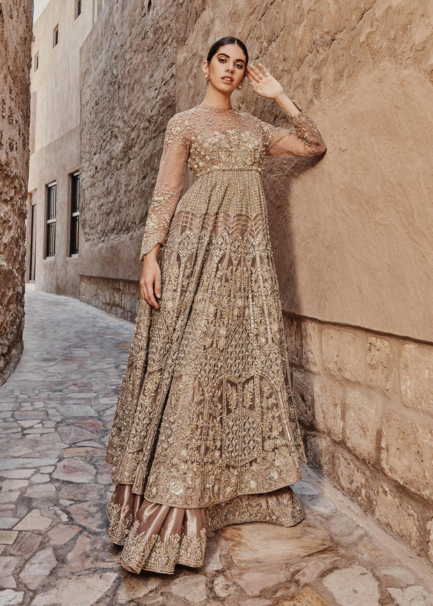 Rose Pink Lehenga Gown Pakistani Wedding Dresses