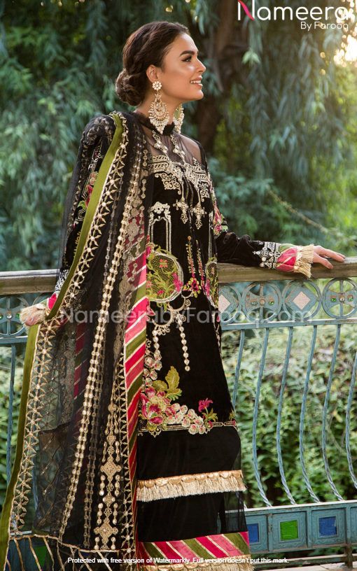 Royal Black Salwar Kameez for Wedding Party Wear