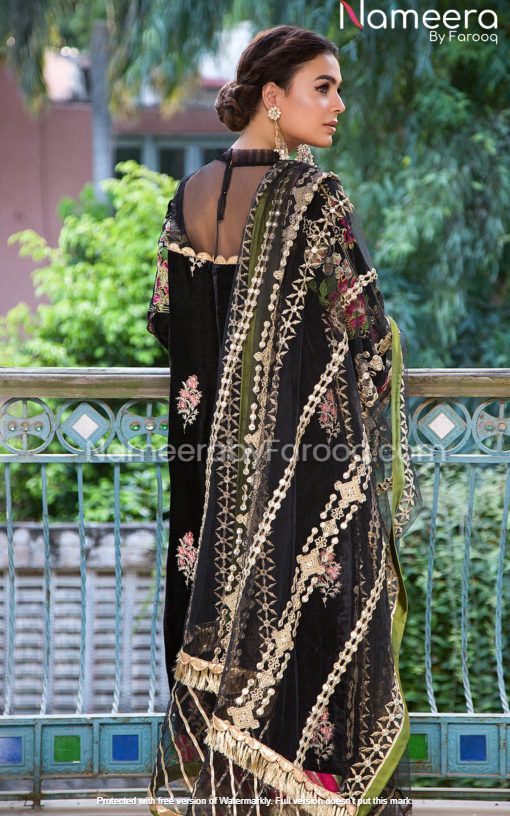 Royal Black Salwar Kameez for Wedding Party Wear