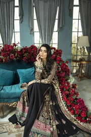 Royal Black Wedding Dress Pakistani in Organza Gown Style