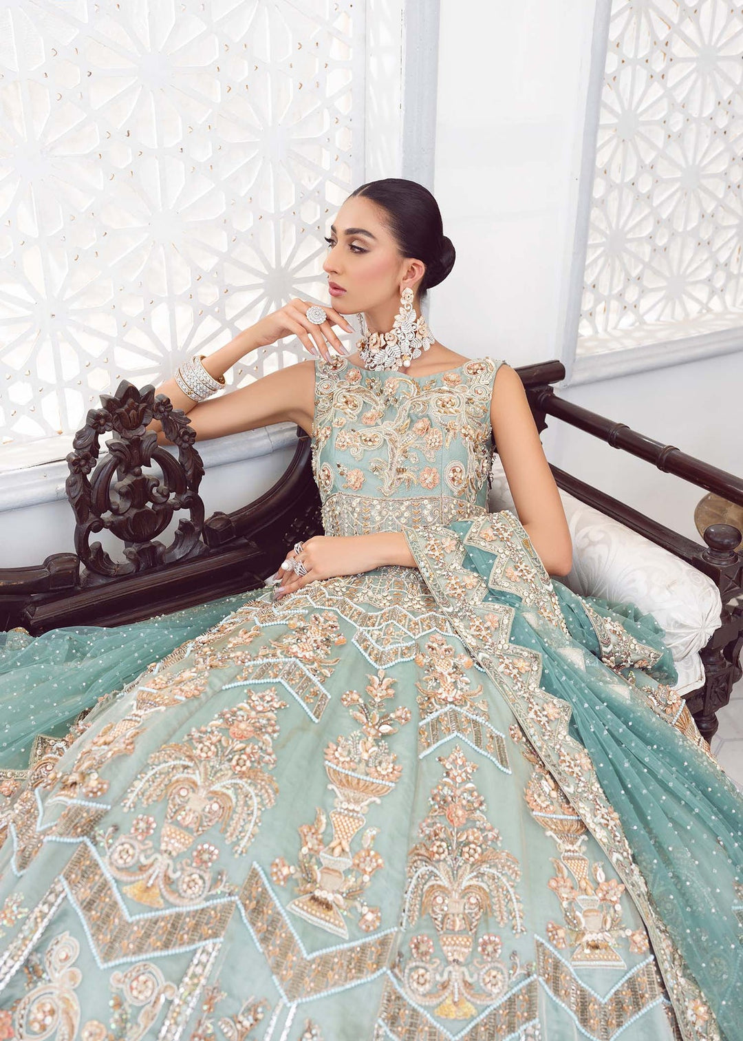 Stunning Blue Pakistani Bridal Dress & Lehenga Ensemble