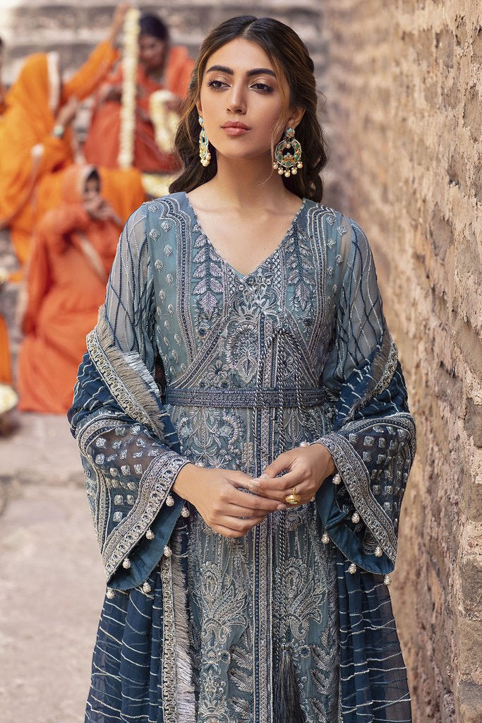 Royal Blue Dress Pakistani Designer Wear for Eid Online – Nameera by Farooq