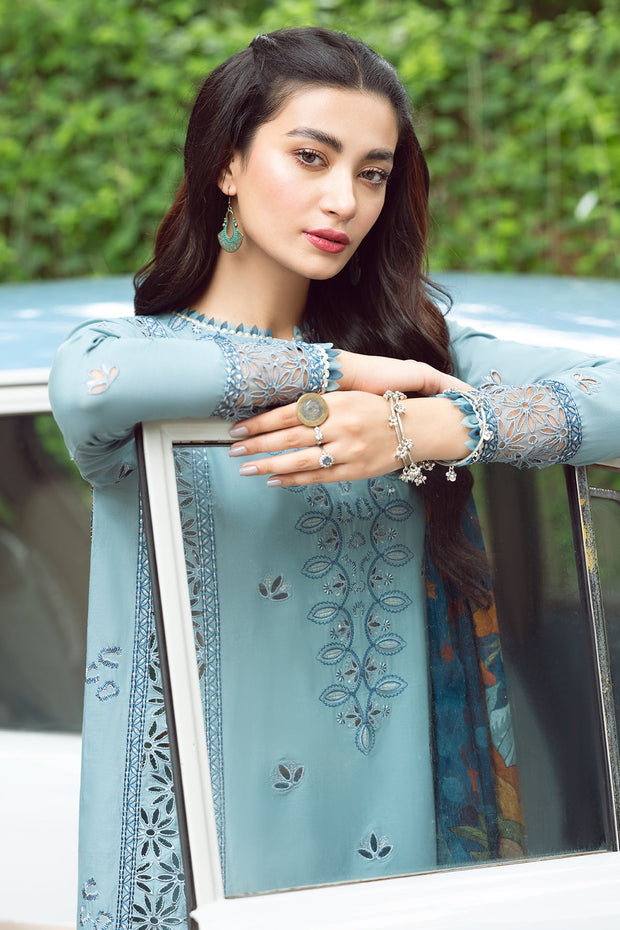 Royal Blue Lawn Dress Pakistani in Kameez and Trouser Style