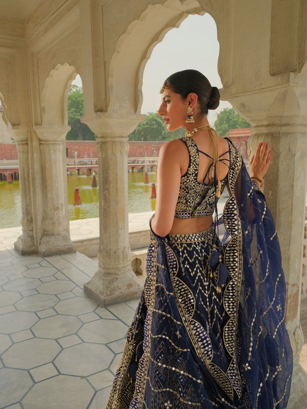 Royal Blue Lehenga Choli Dupatta Pakistani Wedding Dress