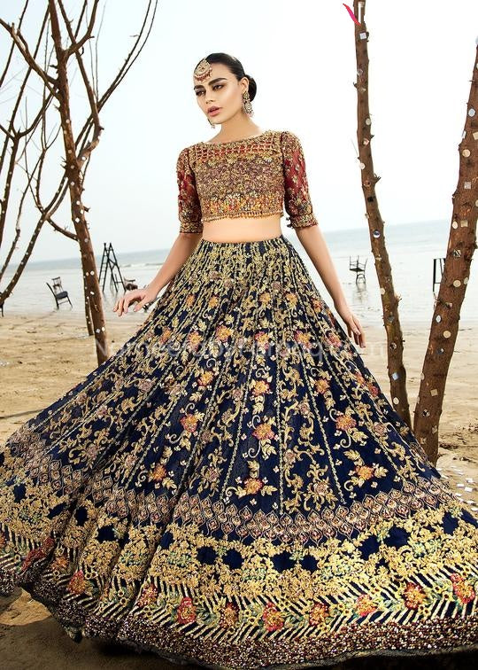 Royal Blue Pakistani Lehenga Dress