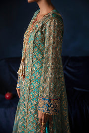 Royal Blue Pakistani Wedding Dress in Kameez Trousers Style