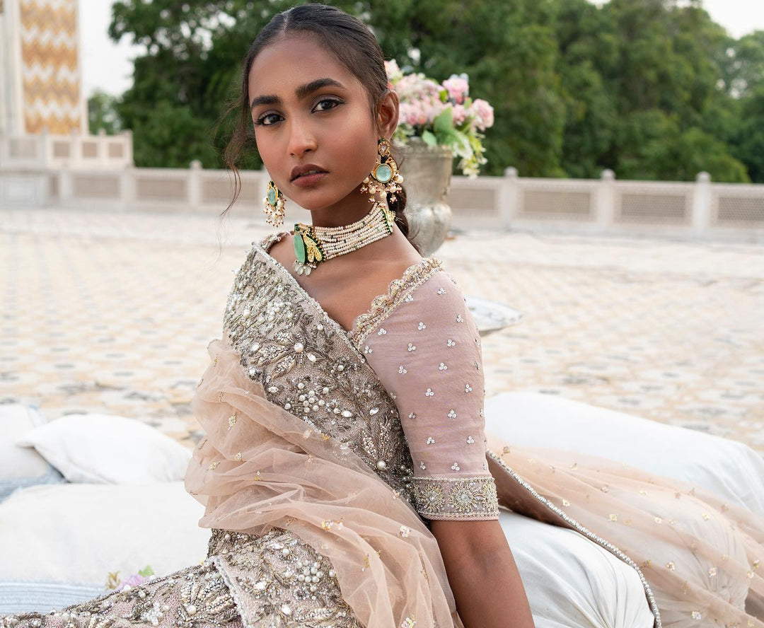 Royal Blush Pink Bridal Lehenga Choli Dupatta Dress
