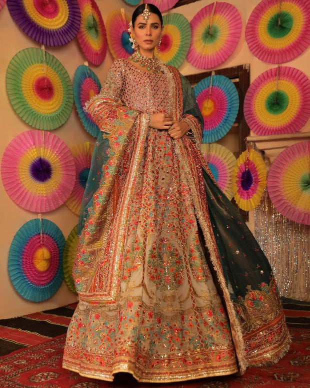 Royal Bridal Anarkali Frock with Sharara Dress Pakistani