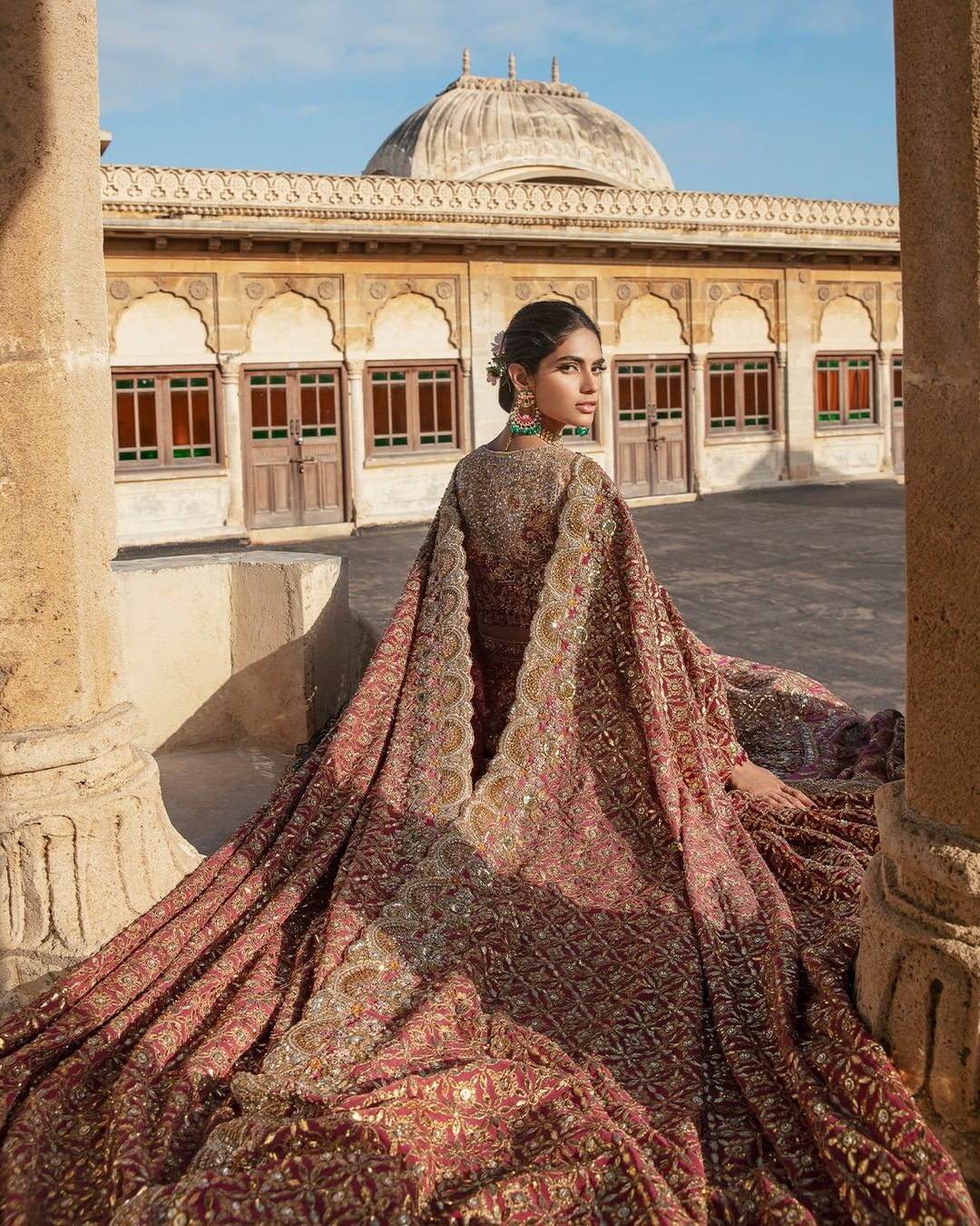 Luxurious Gold Pakistani Bridal Lehenga for Weddings