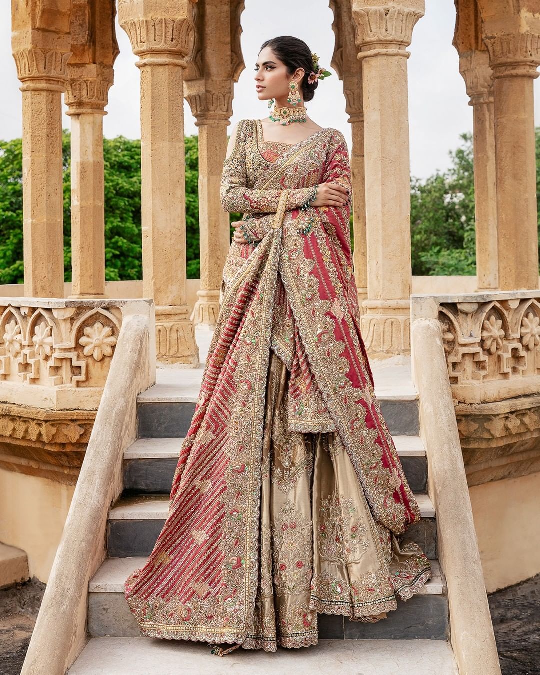 Elegant Olive Bridal Lehenga Choli for Pakistani Weddings