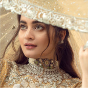 Royal Bridal Lehenga Peplum Yellow Pakistani Bridal Dress