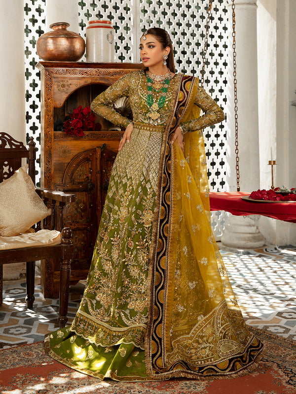 Exquisite Pakistani Bridal Dress: Pishwas Frock & Lehenga