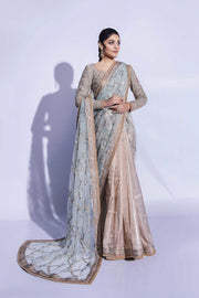 Royal Bridal Wedding Dress in Embroidered Saree Style
