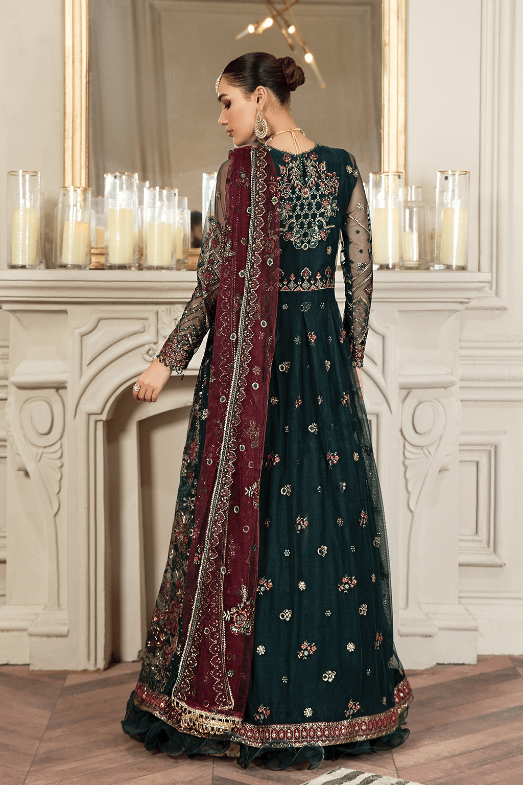 Dark Green Pishwas & Bridal Lehenga - Pakistani Bridal Dresses