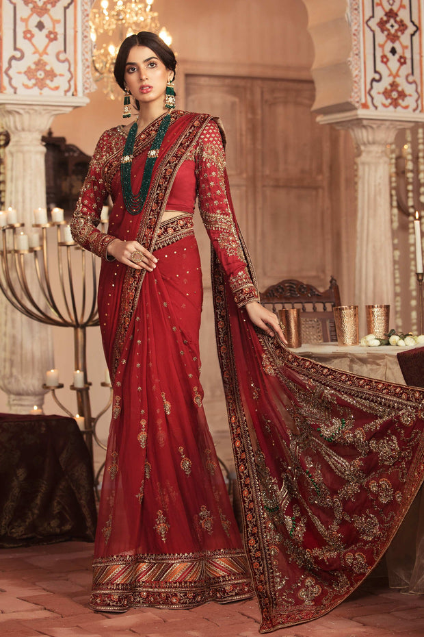 Royal Deep Red Saree Bridal Pakistani Dress