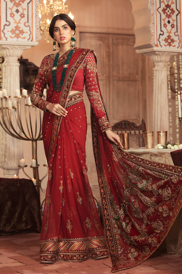Royal Hand worked Deep Red Saree Bridal Pakistani Dress Nameera By Farooq royal-hand-worked-deep-red-saree-bridal-pakistani-dress-nameera-by-farooq