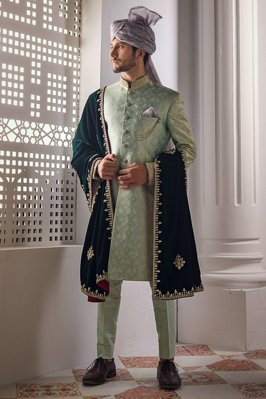 Royal Designer Groom Sherwani with Punjabi Turban for Wedding – Nameera ...
