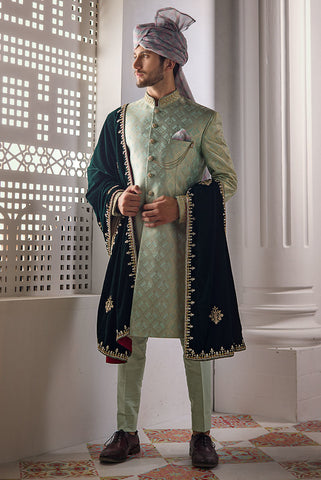 Pakistani Groom Dresses | Dulha Sherwani, Turban, Khussa Nameera by Farooq Pakistani Groom Dresses | Dulha Sherwani, Turban, Khussa Nameera by Farooq