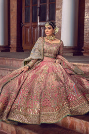 Royal Embellished Bridal Lehenga Choli and Net Dupatta Wedding Dress in Premium Tissue Fabric