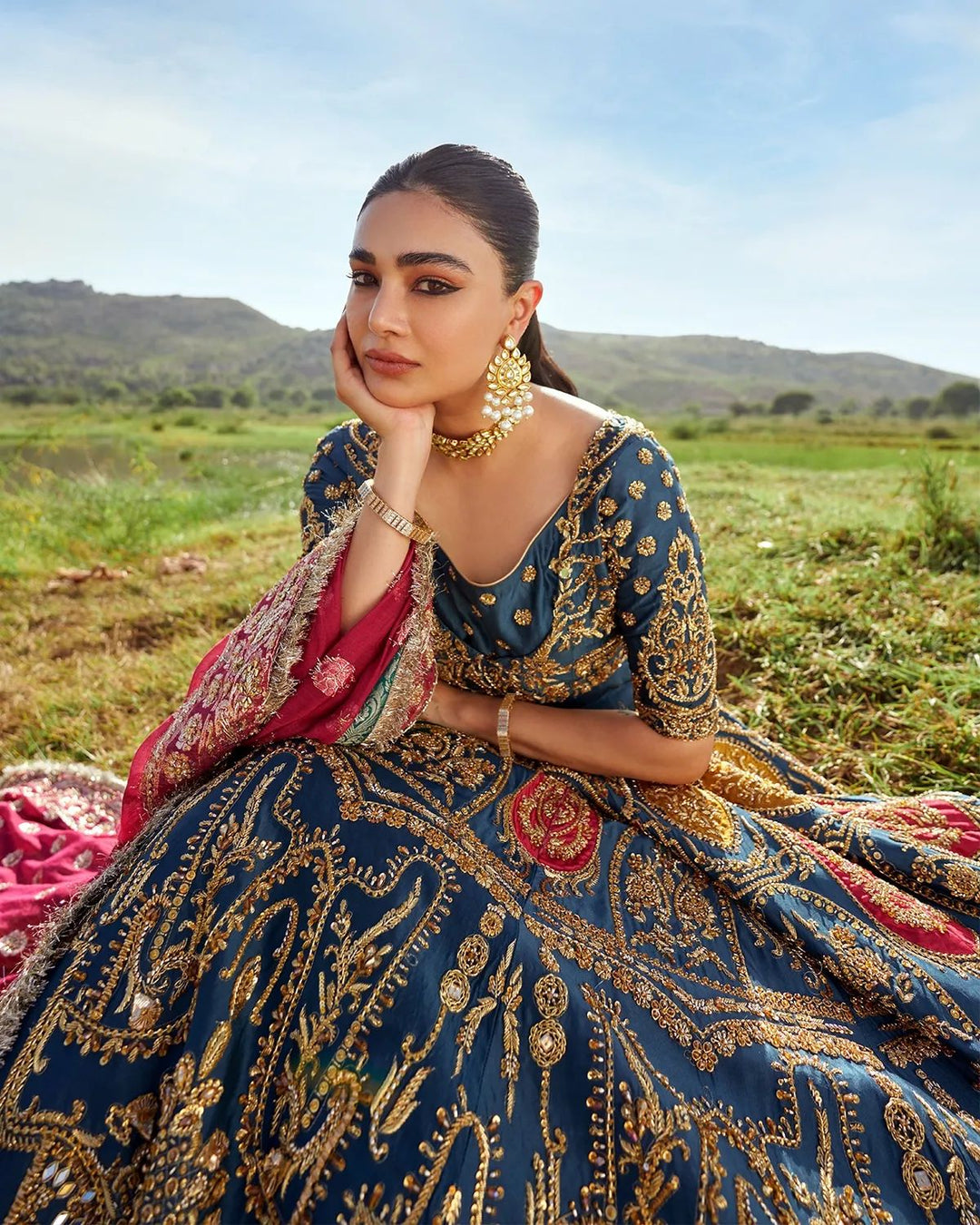 Royal Embellished Bridal Wedding Dress in Lehenga Choli Style