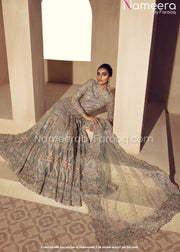 Royal Embellished Grey Pakistan Bridal Dress