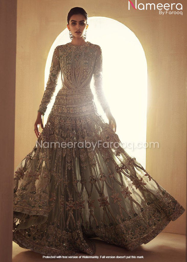 Royal Embellished Grey Pakistan Bridal Dress