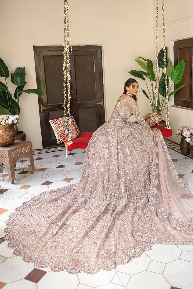 Royal Embellished Long Tail Pakistani Bridal Gown and Dupatta