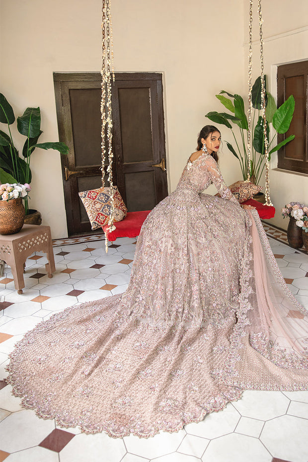 Royal Embellished Long Tail Pakistani Bridal Gown and Dupatta