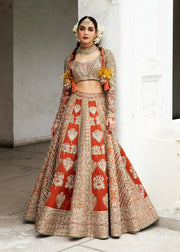 Royal Embellished Organza Bridal Lehenga with Choli and Double Dupattas Pakistani Bridal Dress