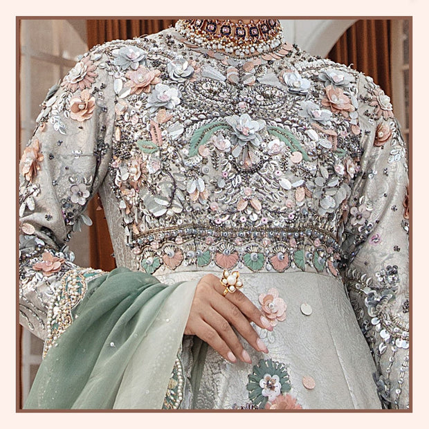 Royal Embellished Pakistani Bridal Gown and Dupatta Dress