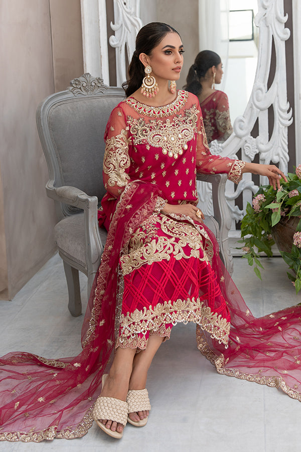 Royal Embellished Rose Red Salwar Kameez Pakistani Eid Dress