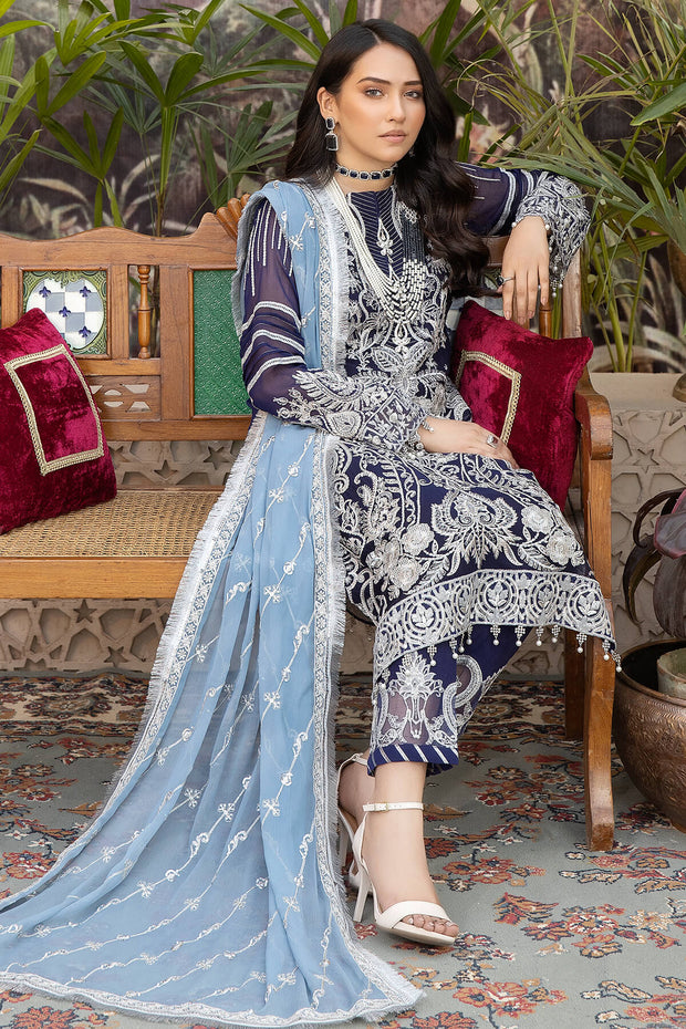 Royal Embroidered Kameez Trouser Pakistani Chiffon Dress