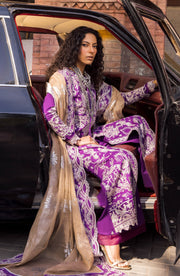 Royal Embroidered Kameez and Trouser Purple Dress Pakistani