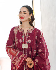 Royal Embroidered Purple Kameez Trouser Pakistani Eid Dress
