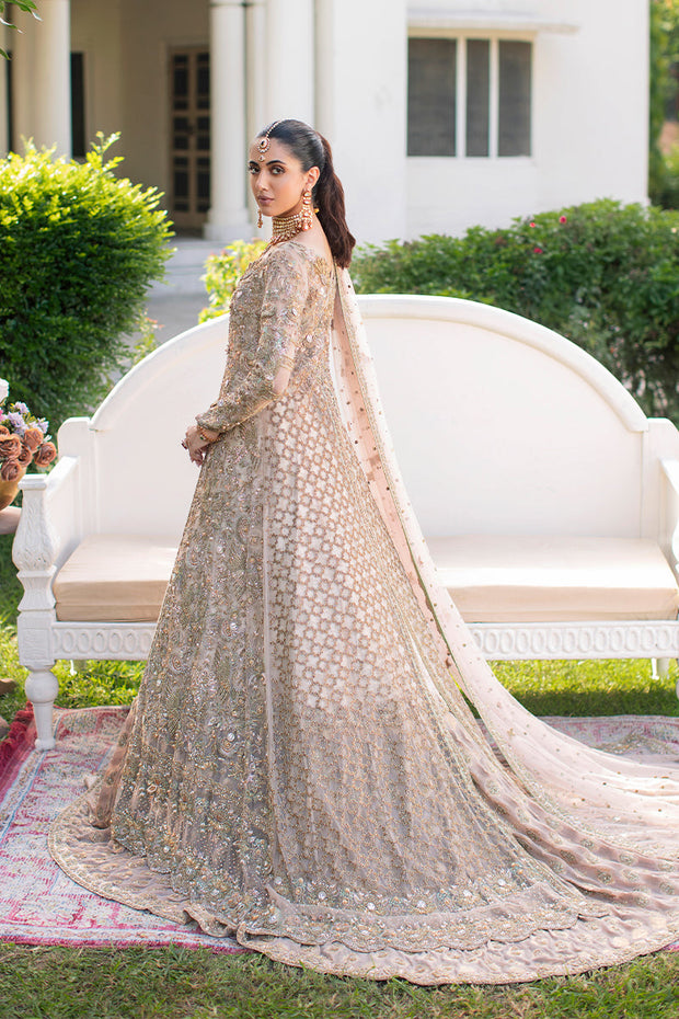 Royal Front Open Pakistani Bridal Gown with Lehenga Dress